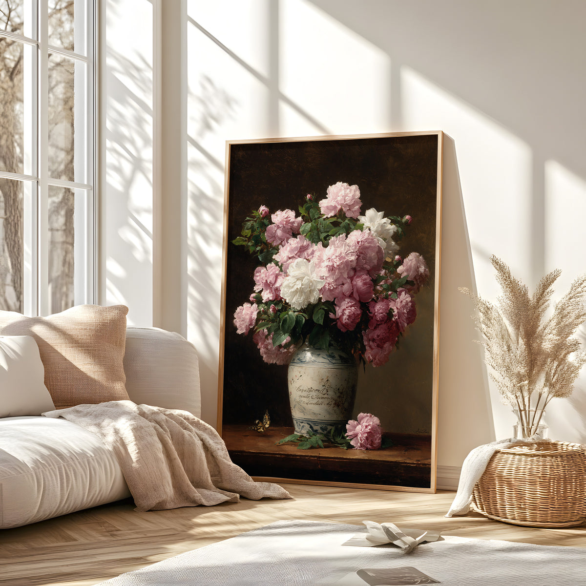 Pink Peony Bouquet Wall Art Print