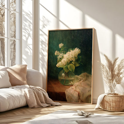 Vintage White Lilac in Glass Vase Still Life (Digital Download)