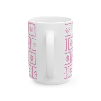 Pink Tile Pattern Ceramic Mug