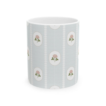 Floral Cameo Ceramic Mug — Vintage Rose Pattern (11oz & 15oz)