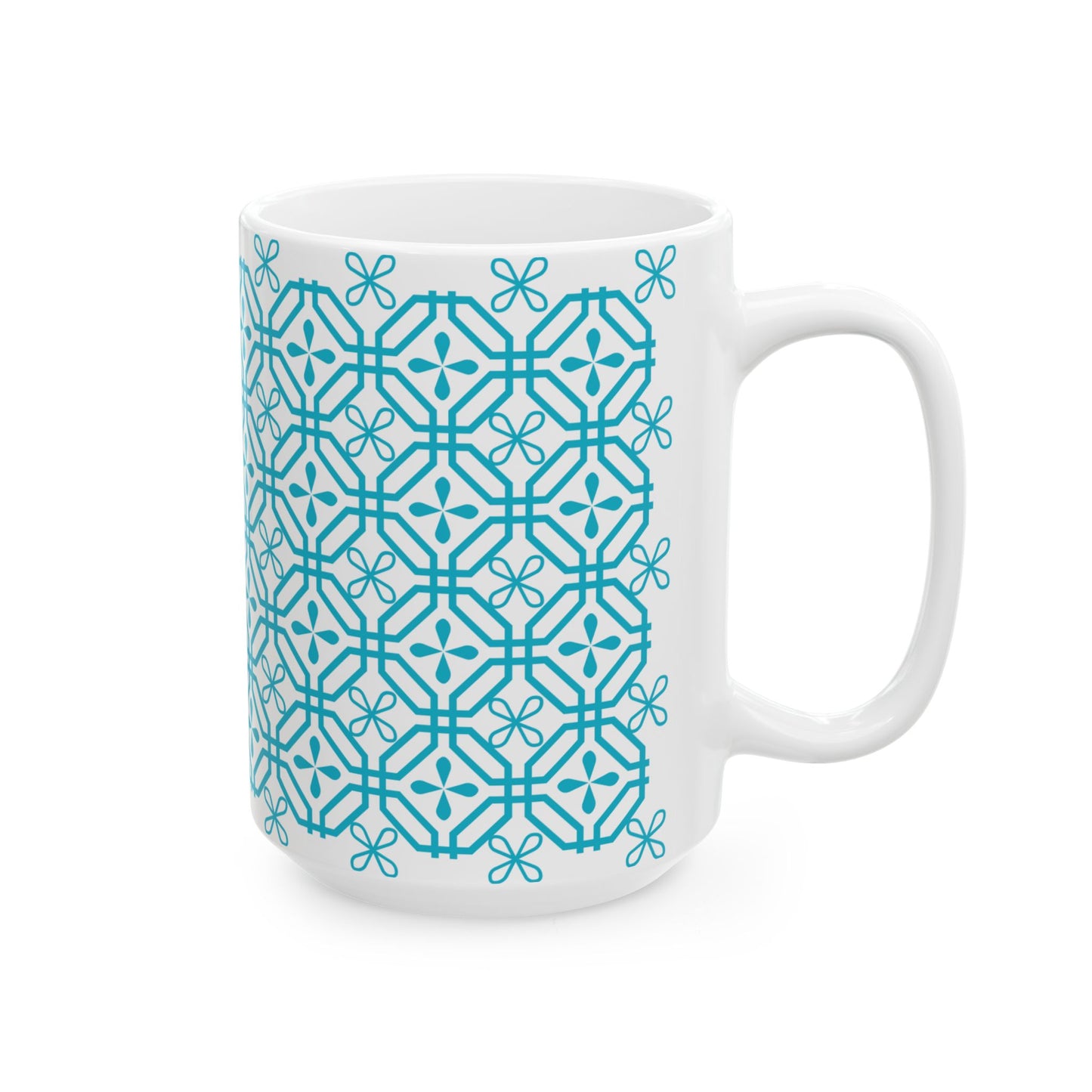 Teal Geometric Tile Ceramic Mug
