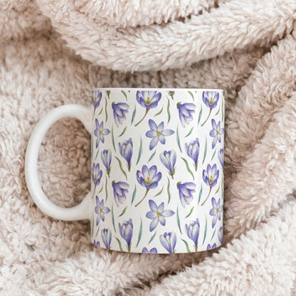 Purple Crocus Floral Mug — Ceramic Coffee Cup (11oz & 15oz)