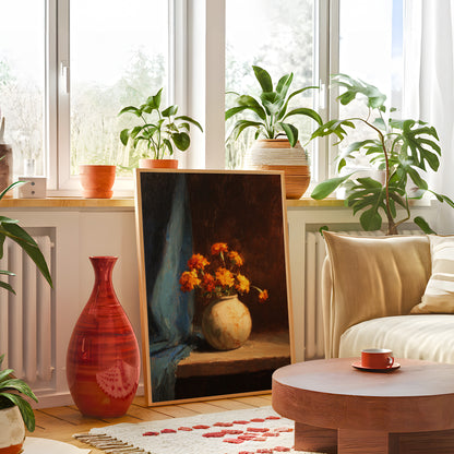 Vintage Orange Flower Vase Still Life (Digital Download)