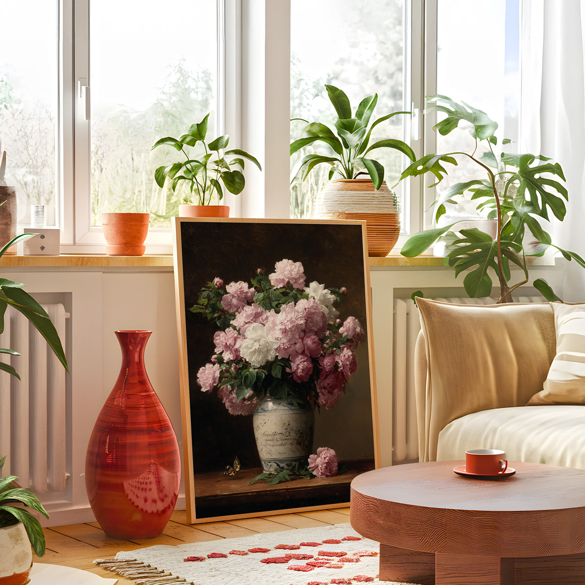 Pink Peony Bouquet Wall Art Print