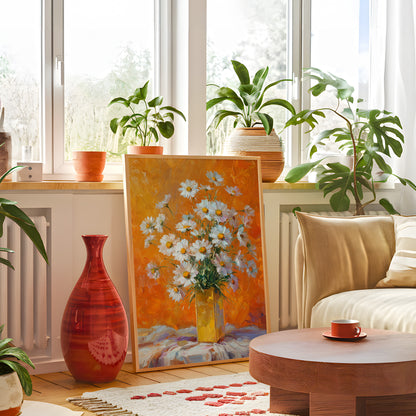 Vintage White Daisy Bouquet in Yellow Vase (Digital Download)