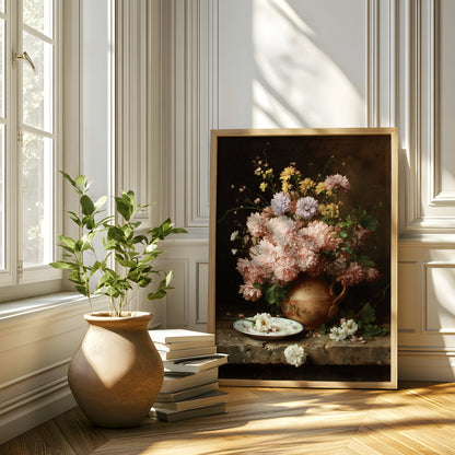 Vintage Pink Chrysanthemum Still Life Vase (Digital Download)