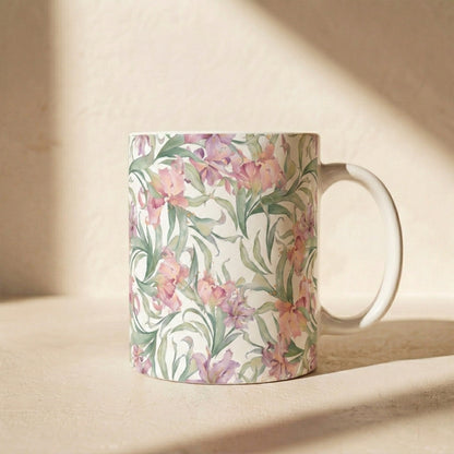 Floral Watercolor Mug — Pink Garden 11oz & 15oz Ceramic Coffee Cup