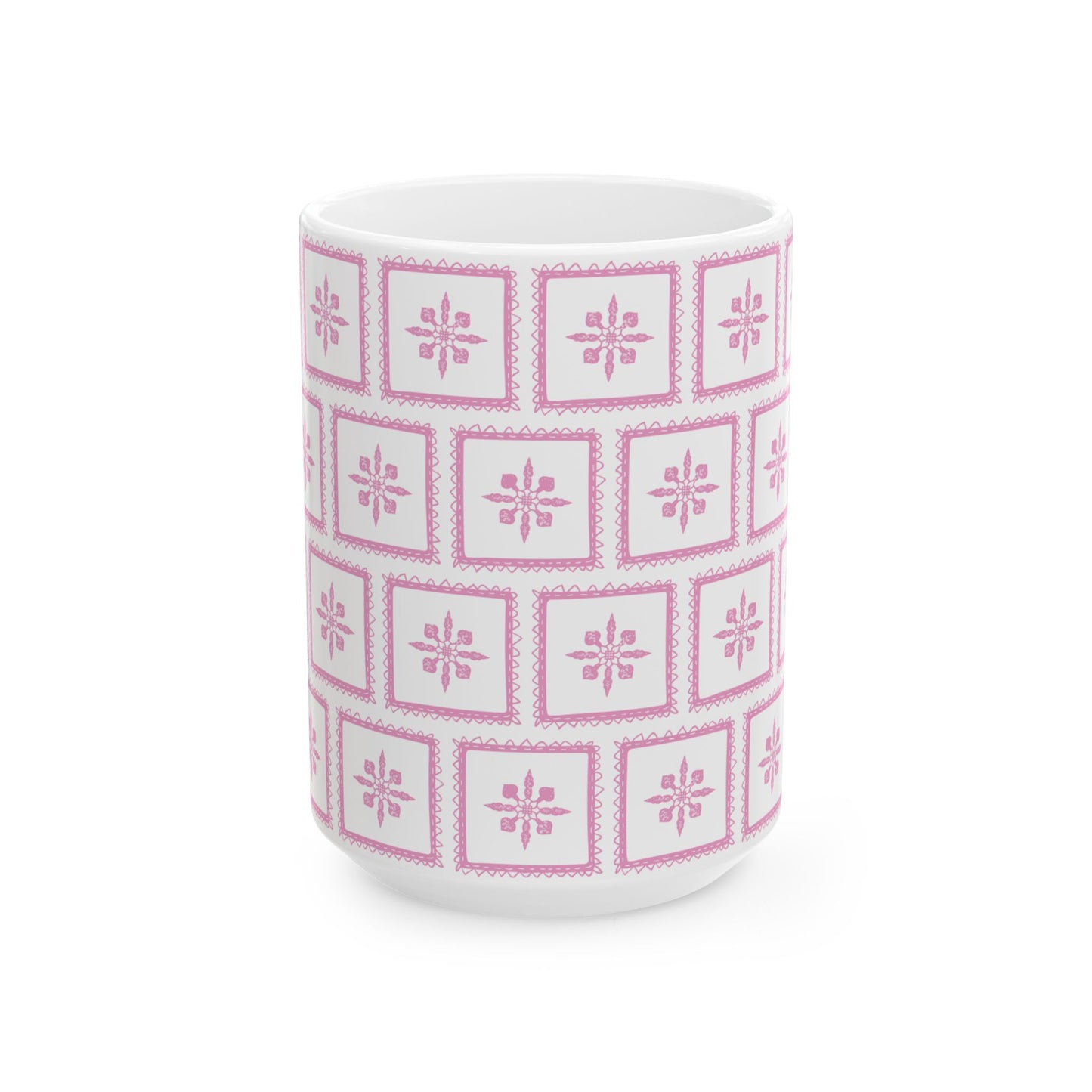 Pink Tile Pattern Ceramic Mug