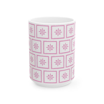 Pink Tile Pattern Ceramic Mug