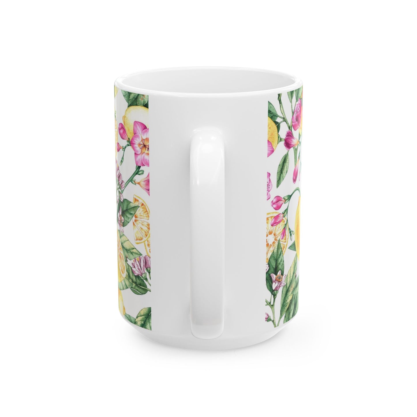 Citrus Blossom Ceramic Mug — Floral Lemon Pattern Coffee Cup (11oz & 15oz)