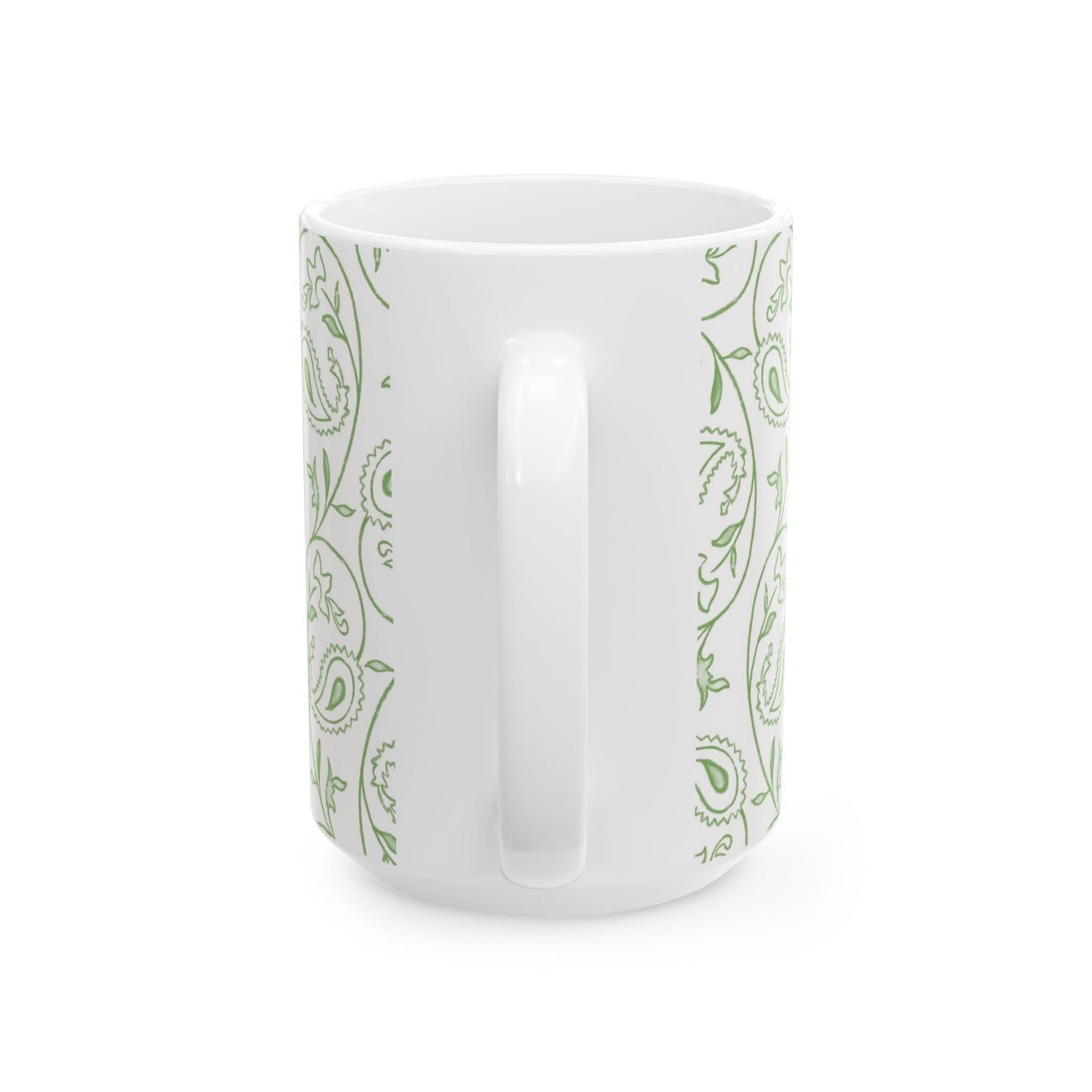 Green Paisley Pattern Ceramic Mug — 11oz & 15oz