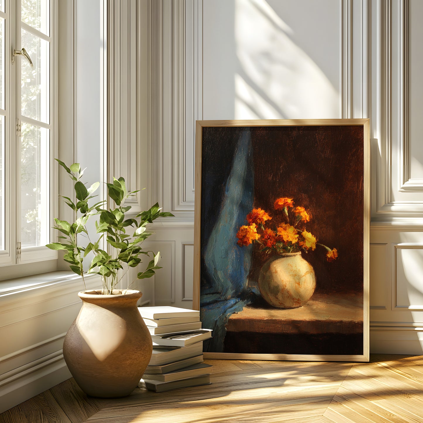 Vintage Orange Flower Vase Still Life (Digital Download)