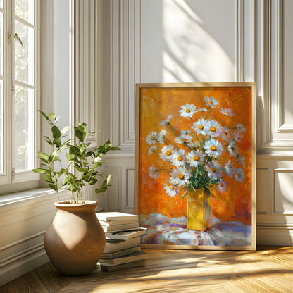 Vintage White Daisy Bouquet in Yellow Vase (Digital Download)