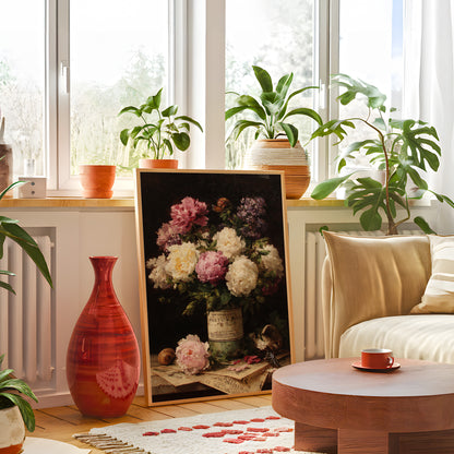 Vintage Peony Bouquet Still Life Painting (Digital Download)