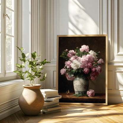 Vintage Pink and White Peony Still Life (Digital Download)