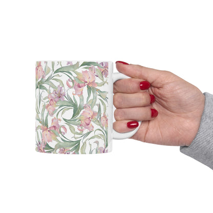 Floral Watercolor Mug — Pink Garden 11oz & 15oz Ceramic Coffee Cup