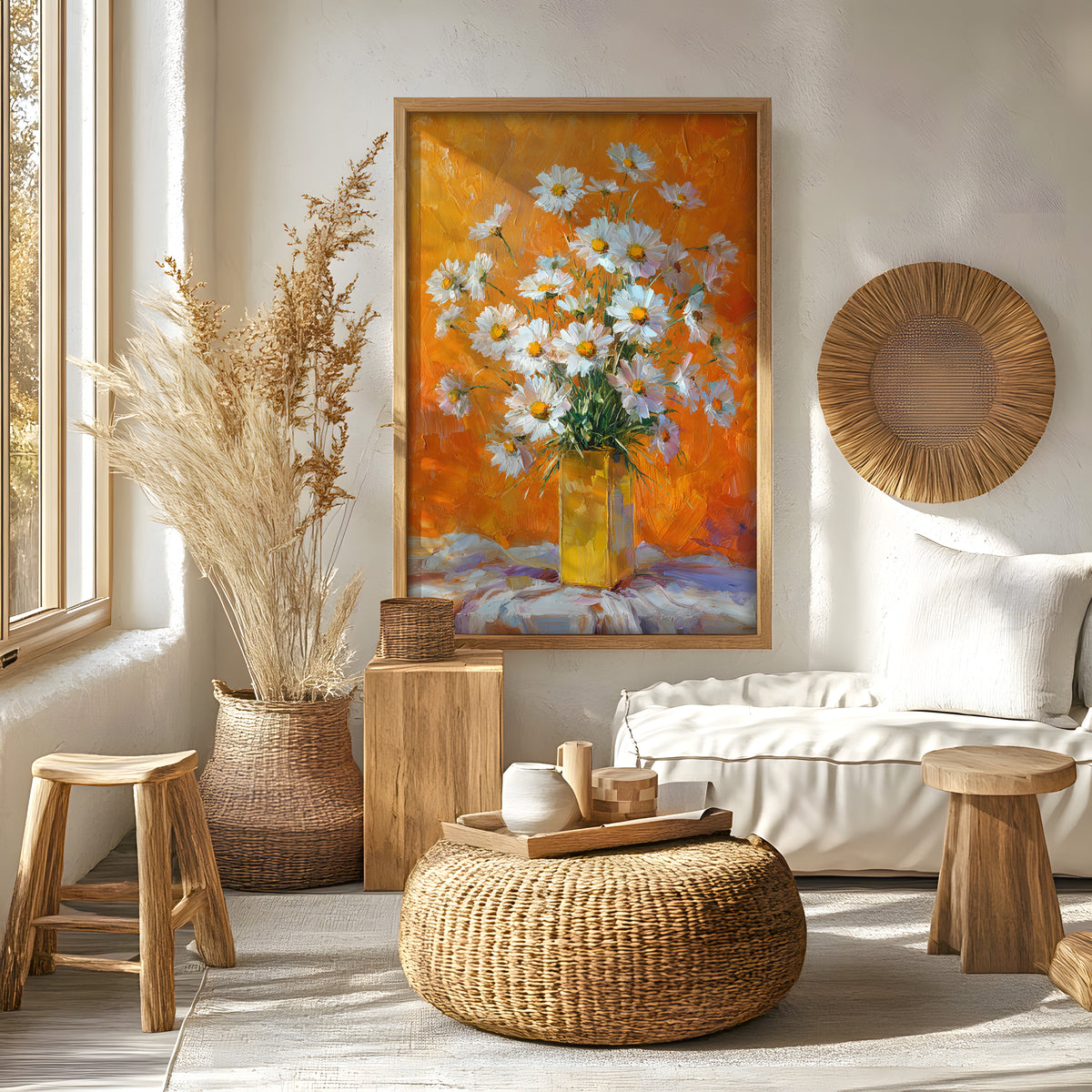 White Daisy Floral Wall Art Print