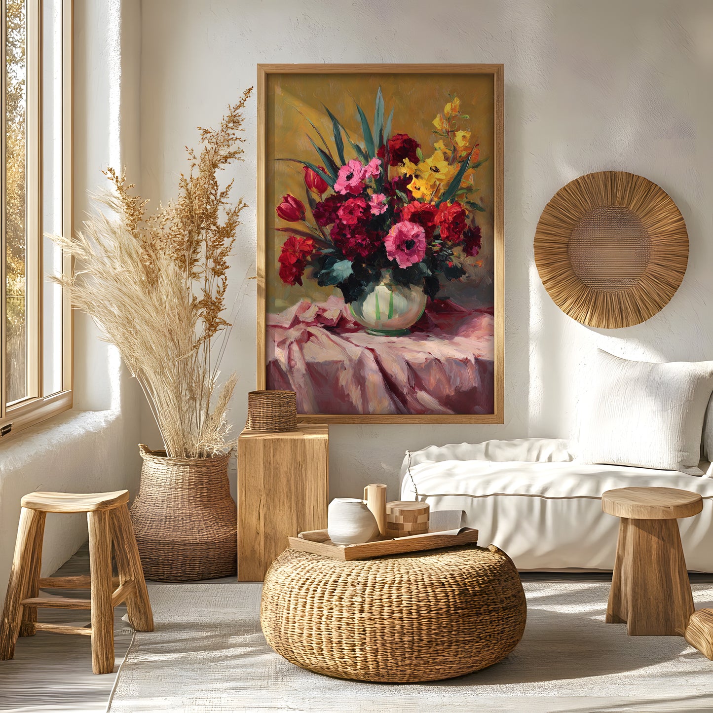 Vintage Colorful Floral Bouquet in Glass Vase (Digital Download)