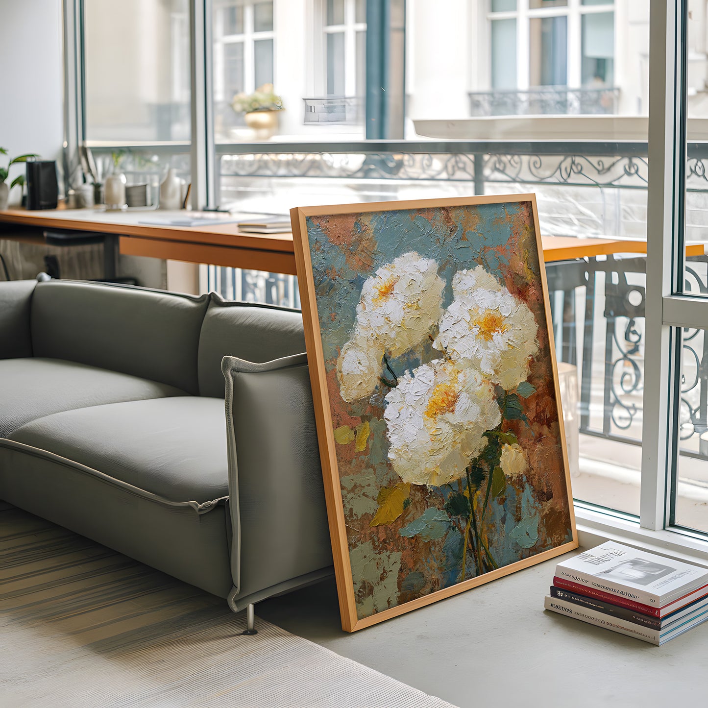 Vintage White Peony Impressionist Floral Art (Digital Download)