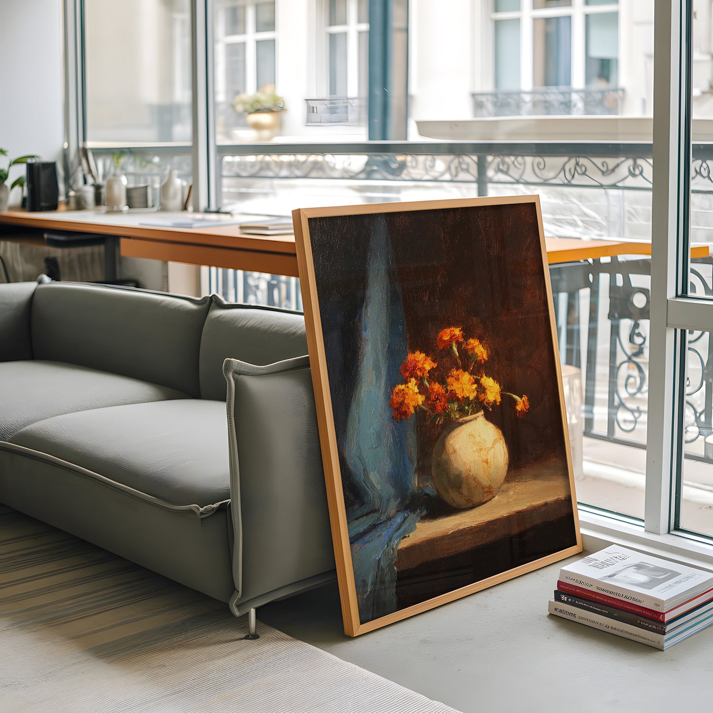 Vintage Orange Flower Vase Still Life (Digital Download)