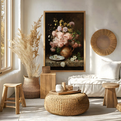 Vintage Pink Chrysanthemum Still Life Vase (Digital Download)