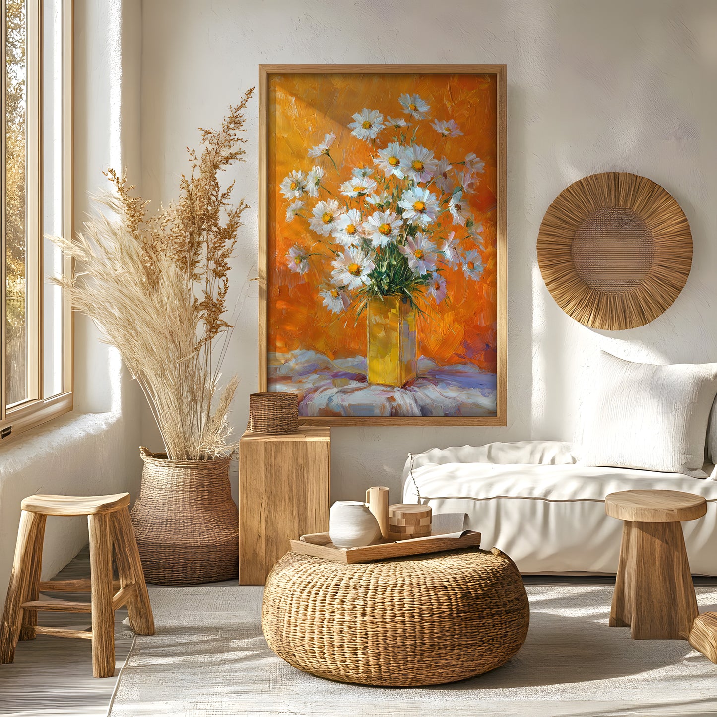 Vintage White Daisy Bouquet in Yellow Vase (Digital Download)
