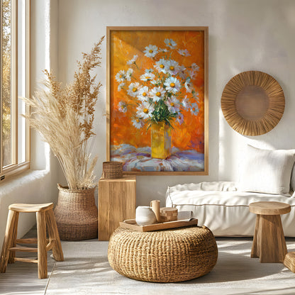 Vintage White Daisy Bouquet in Yellow Vase (Digital Download)