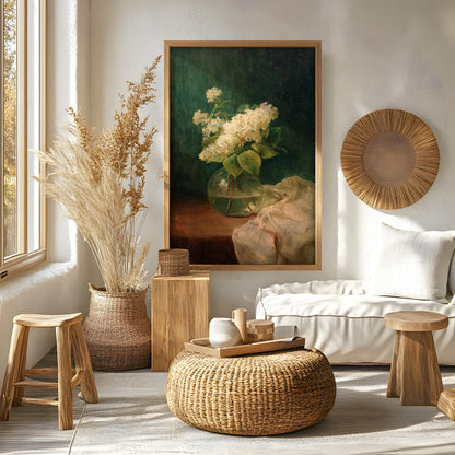 Vintage White Lilac in Glass Vase Still Life (Digital Download)