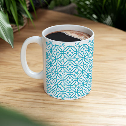 Teal Geometric Tile Ceramic Mug