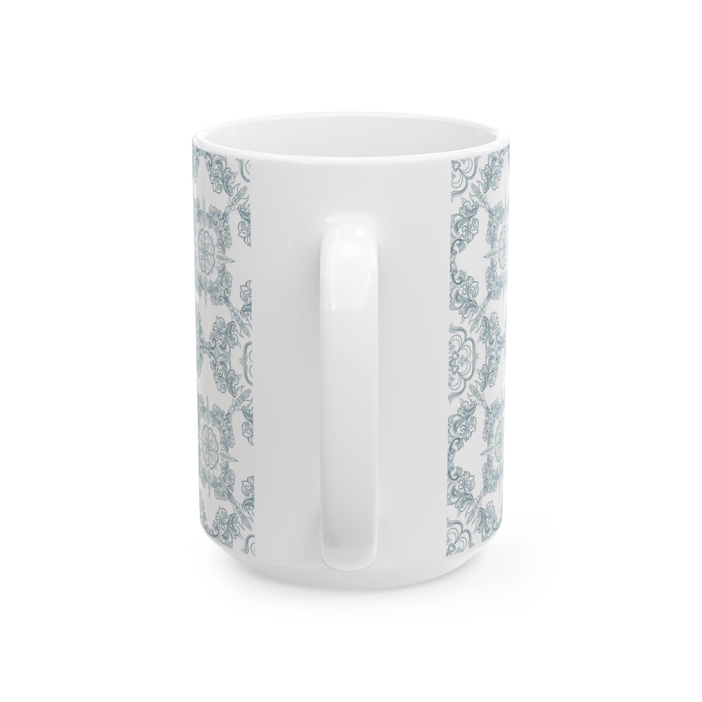 Blue Floral Tile Ceramic Mug — Vintage Moroccan Pattern Coffee Cup (11oz & 15oz)