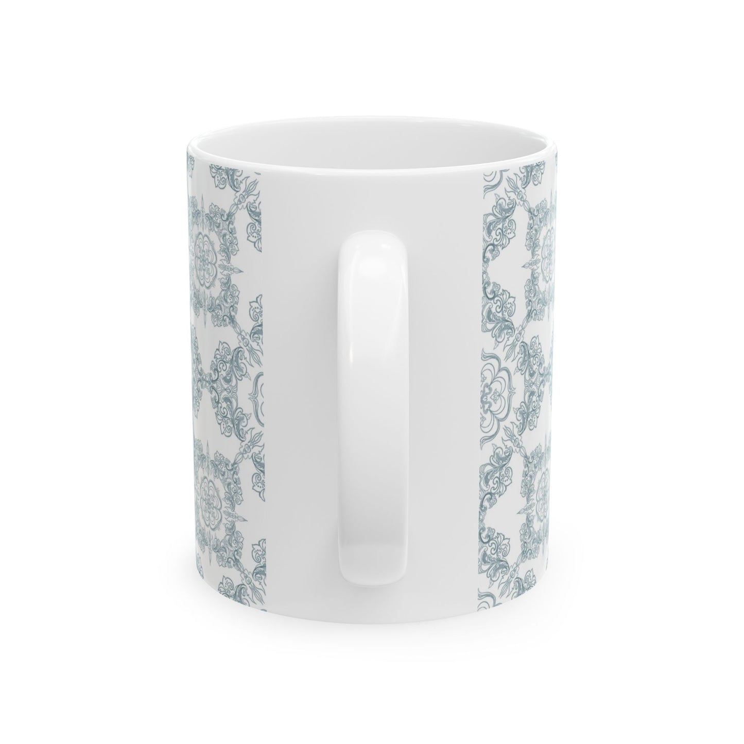 Blue Floral Tile Ceramic Mug — Vintage Moroccan Pattern Coffee Cup (11oz & 15oz)