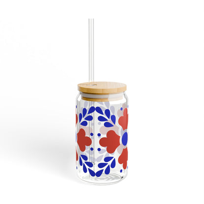 Red & Blue Folk Floral Design