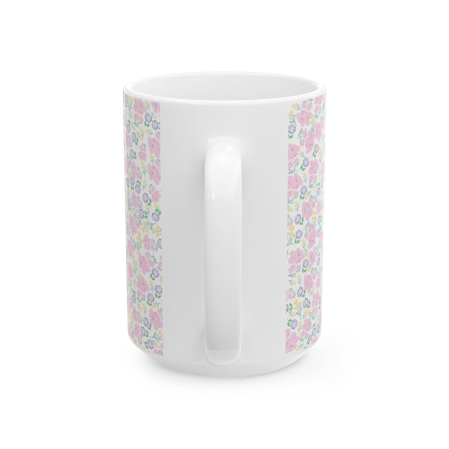 Floral Pastel Pattern Ceramic Mug — Cute Spring Flower Coffee Cup (11oz & 15oz)