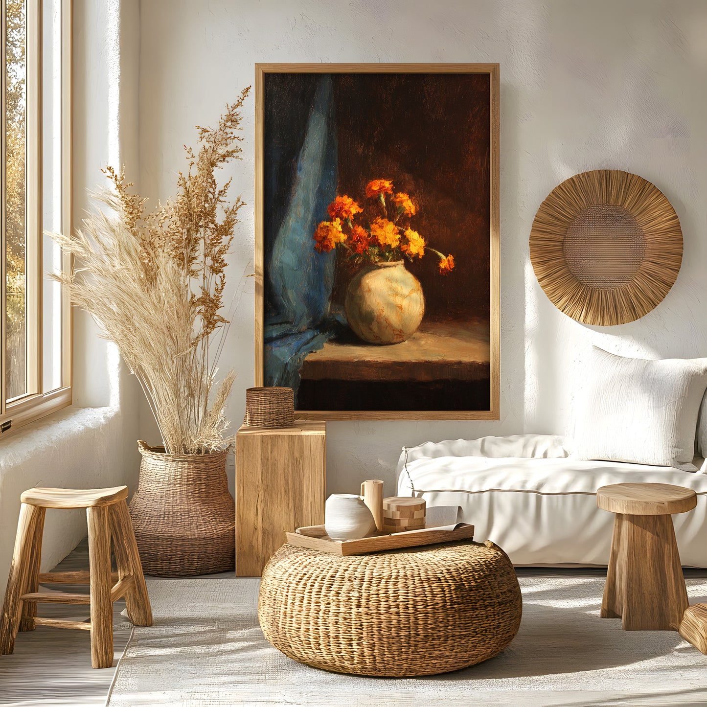 Vintage Orange Flower Vase Still Life (Digital Download)