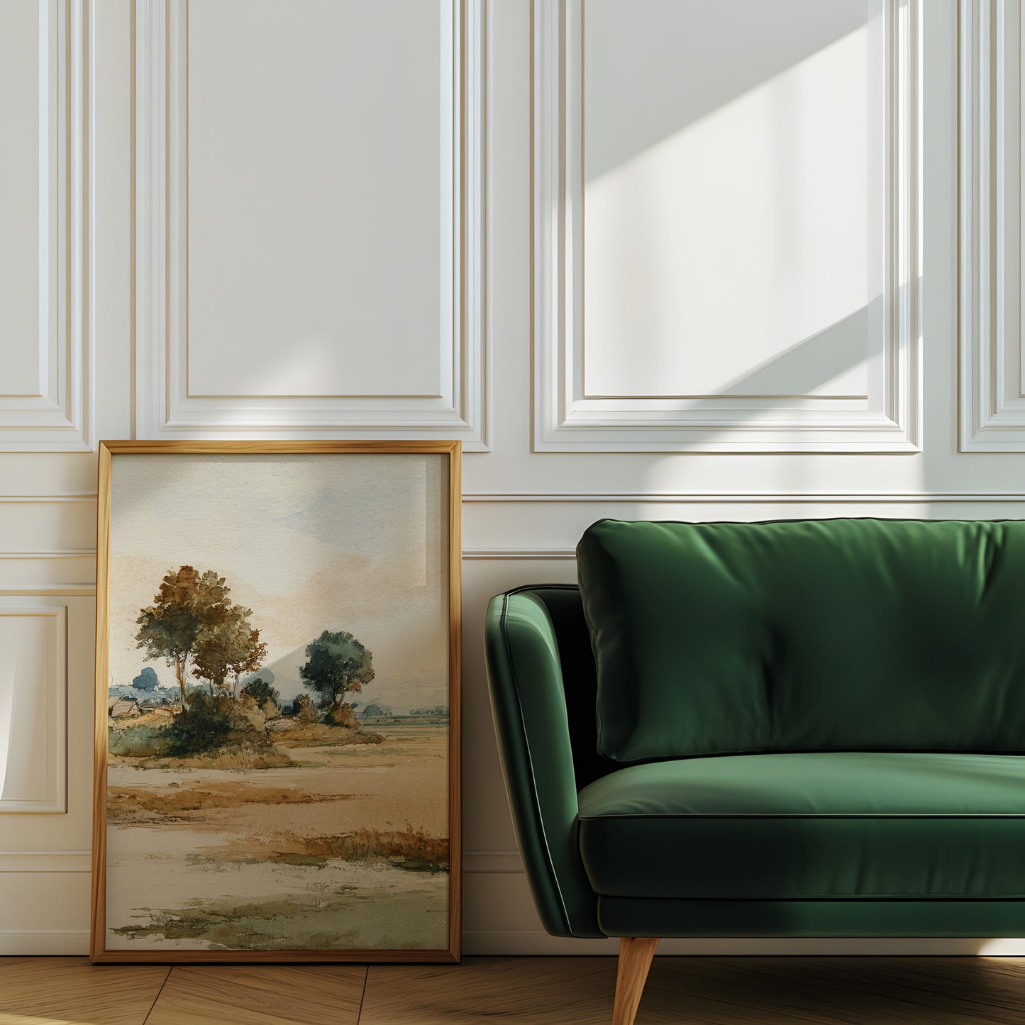 Watercolor Countryside Landscape Wall Art Print – Quiet Fields