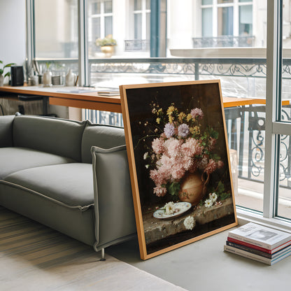 Vintage Pink Chrysanthemum Still Life Vase (Digital Download)