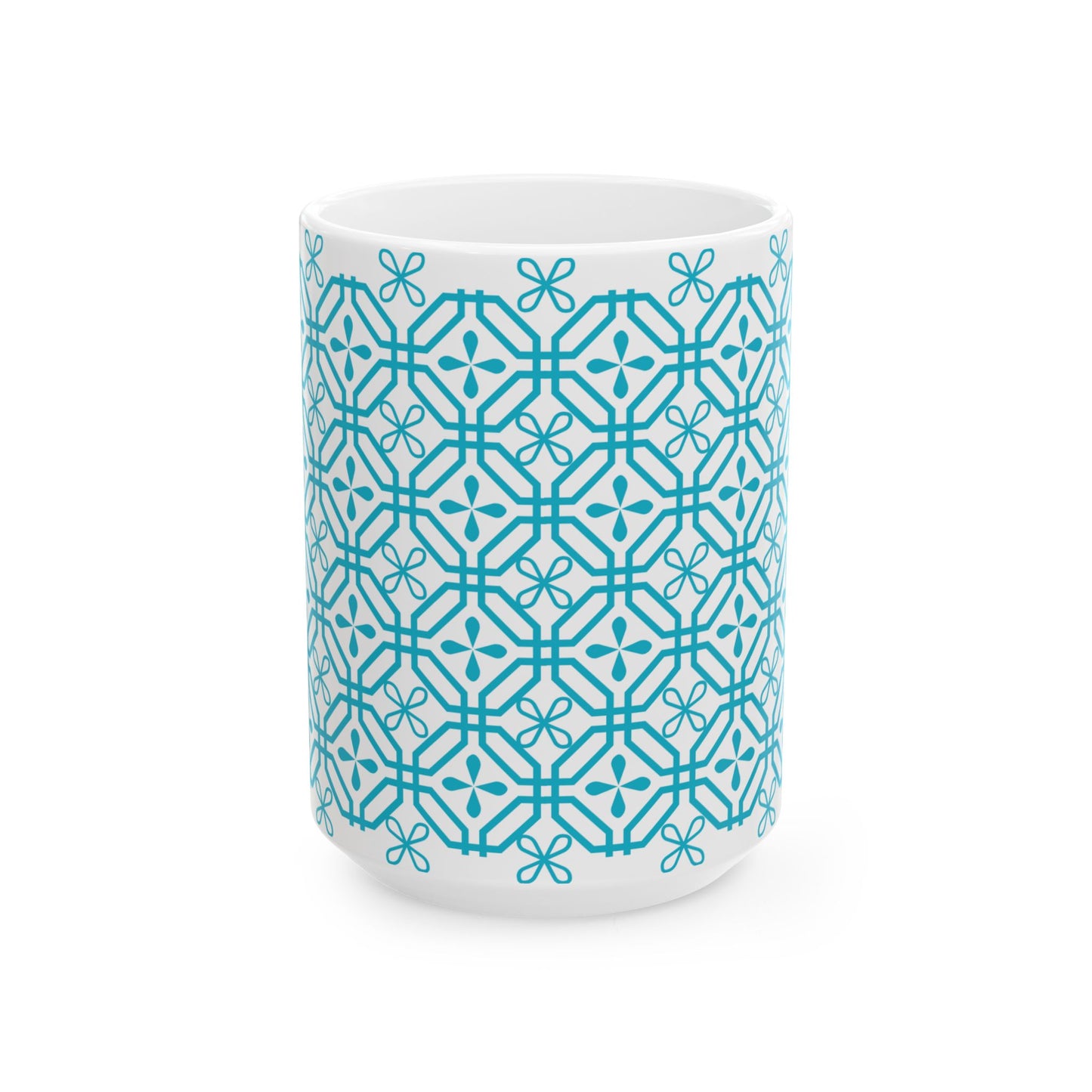 Teal Geometric Tile Ceramic Mug