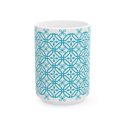 Teal Geometric Tile Ceramic Mug