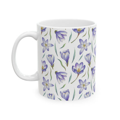 Purple Crocus Floral Mug — Ceramic Coffee Cup (11oz & 15oz)