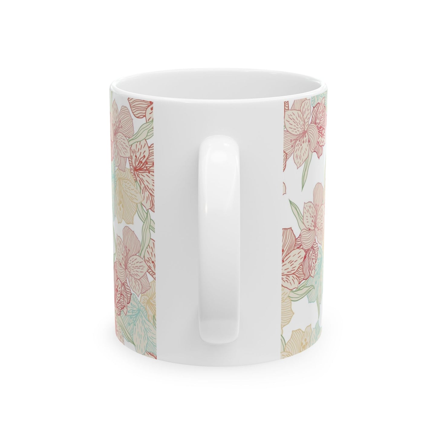 Floral Pastel Ceramic Mug (11oz & 15oz) — Soft Vintage Flower Pattern