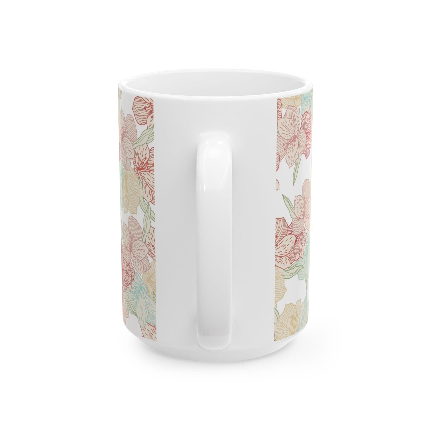 Floral Pastel Ceramic Mug (11oz & 15oz) — Soft Vintage Flower Pattern