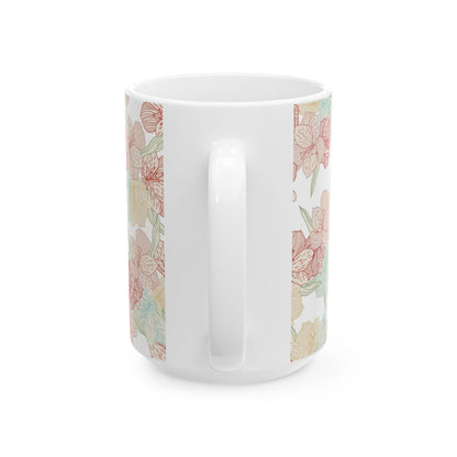 Floral Pastel Ceramic Mug (11oz & 15oz) — Soft Vintage Flower Pattern