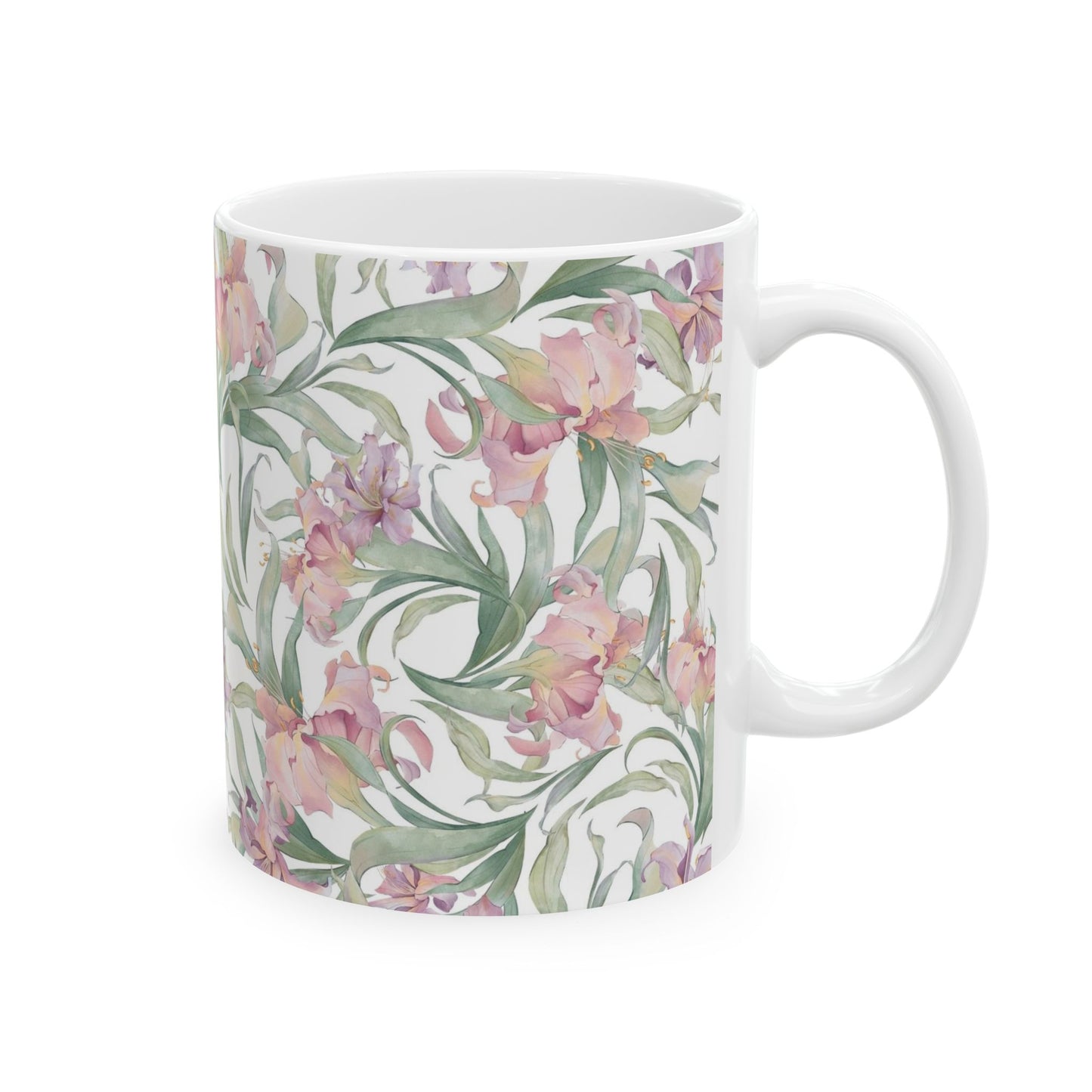 Floral Watercolor Mug — Pink Garden 11oz & 15oz Ceramic Coffee Cup