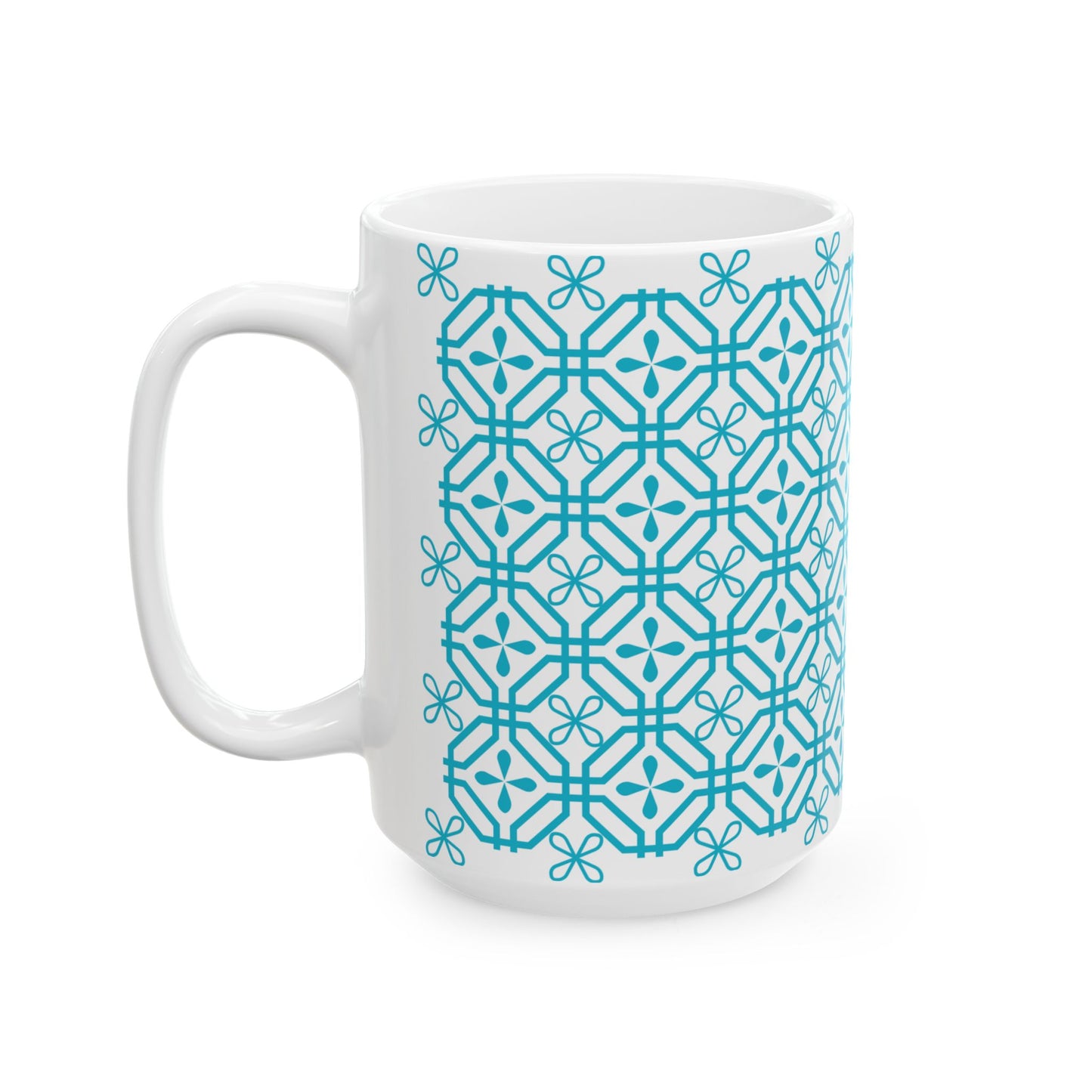 Teal Geometric Tile Ceramic Mug