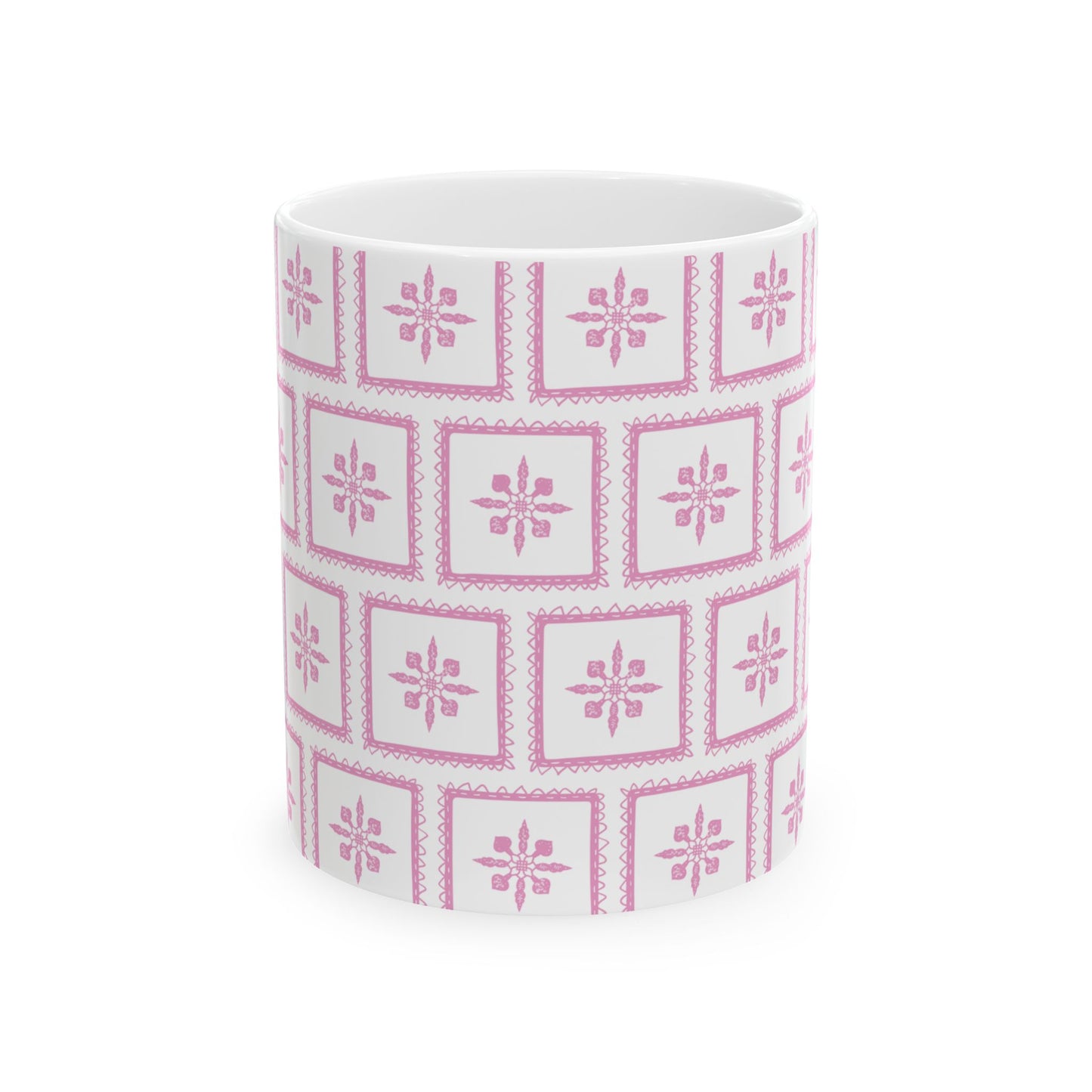 Pink Tile Pattern Ceramic Mug