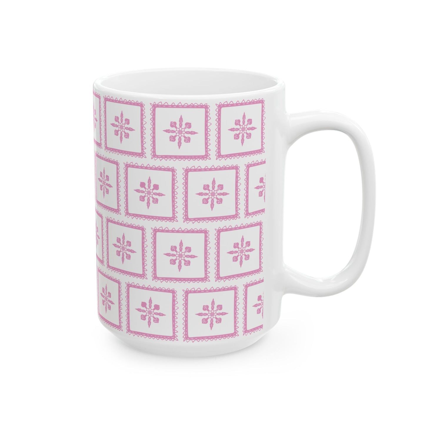 Pink Tile Pattern Ceramic Mug