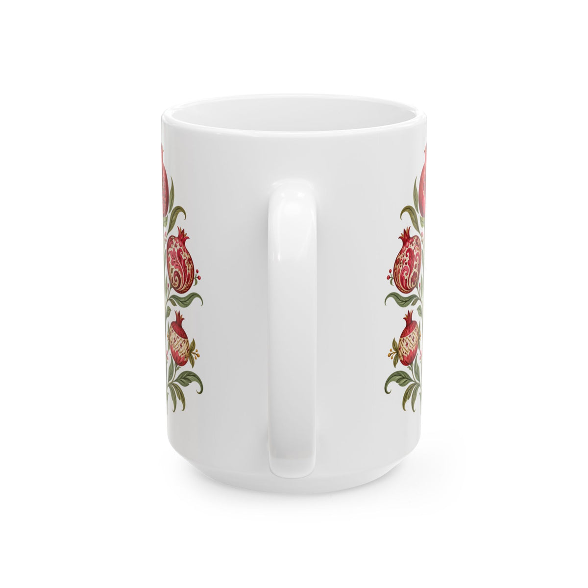 Pomegranate Botanical Ceramic Mug — Floral Vintage Kitchen Coffee Cup (11oz & 15oz)