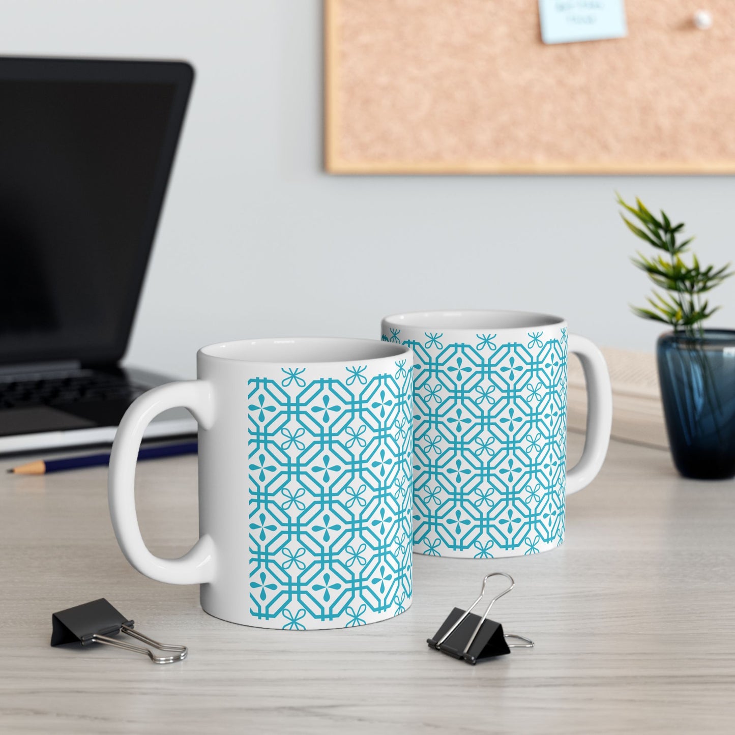 Teal Geometric Tile Ceramic Mug