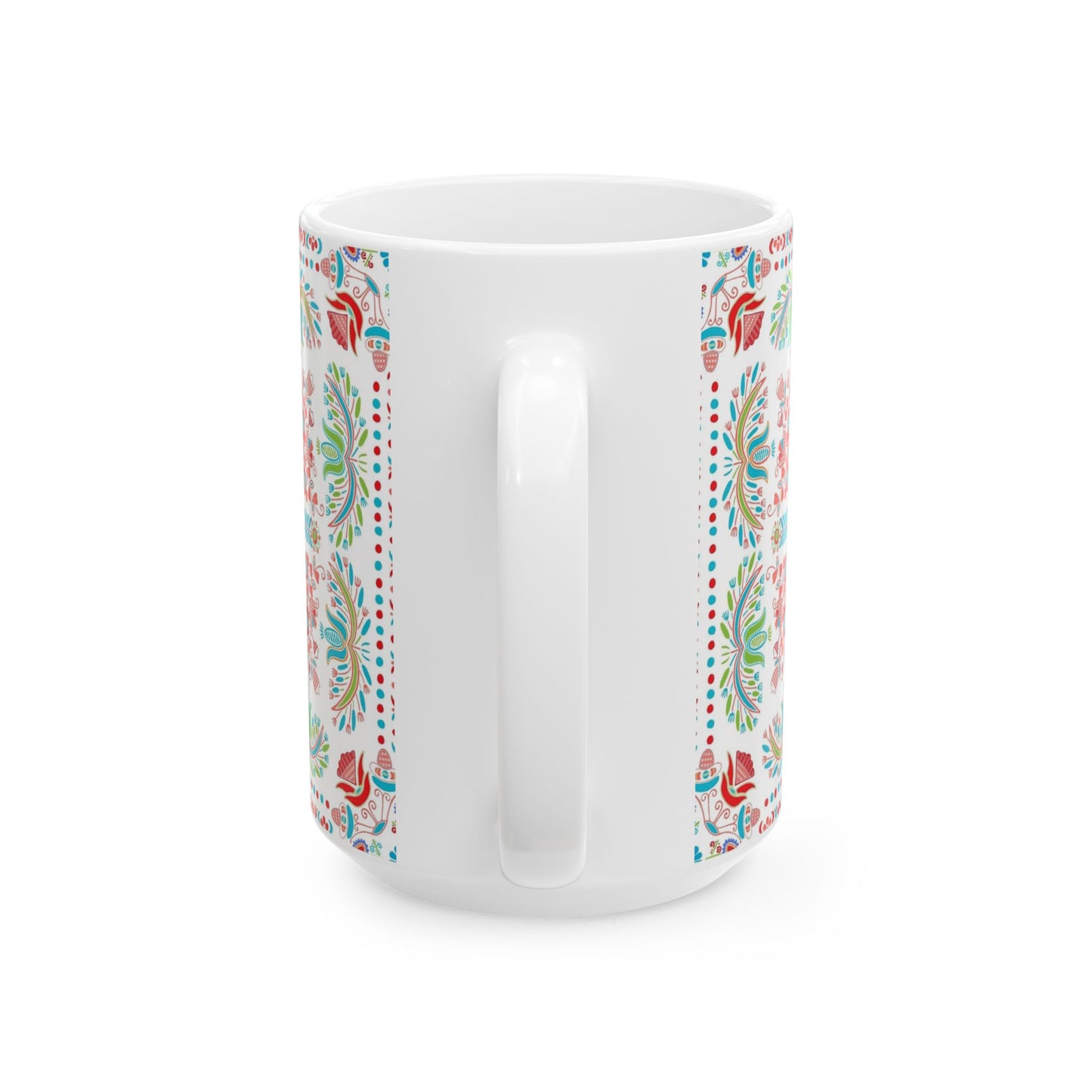 Floral Folk Art Ceramic Mug — Colorful Boho Pattern (11oz & 15oz)