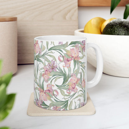 Floral Watercolor Mug — Pink Garden 11oz & 15oz Ceramic Coffee Cup
